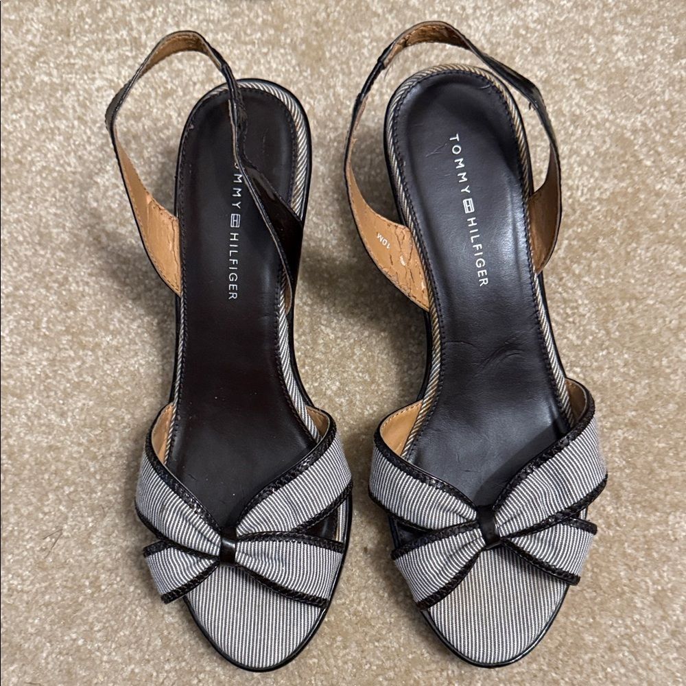 Tommy Hilfiger Black and White Bow Heels